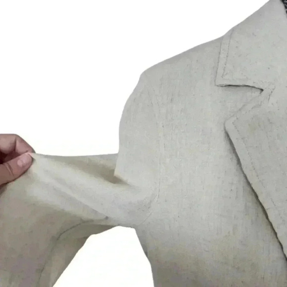 Black Tape Linen Blazer Neutral Coastal Elevated Basic Linen Womens Small Stone - Picture 9 of 16